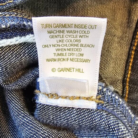 Garnet Hill Denim Jacket Women's 2 Blue Dark Wash Fading Classic Coastal - Picture 7 of 10